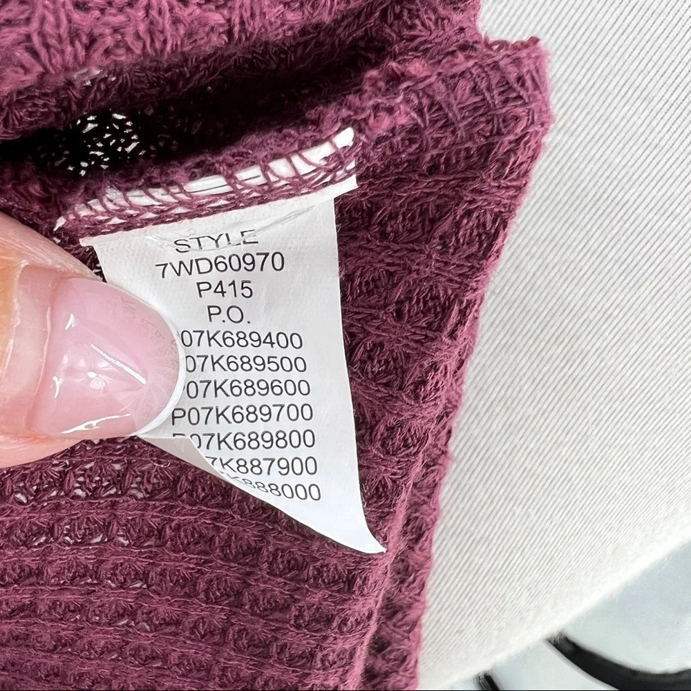 Lucky Brand Port Royale Wine Lace Mixed Thermal Long Sleeve Top Boatneck Hi-Low